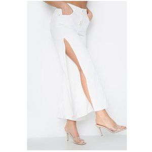 (NWT) Side Slit High Waist Wide Leg Jeans -White